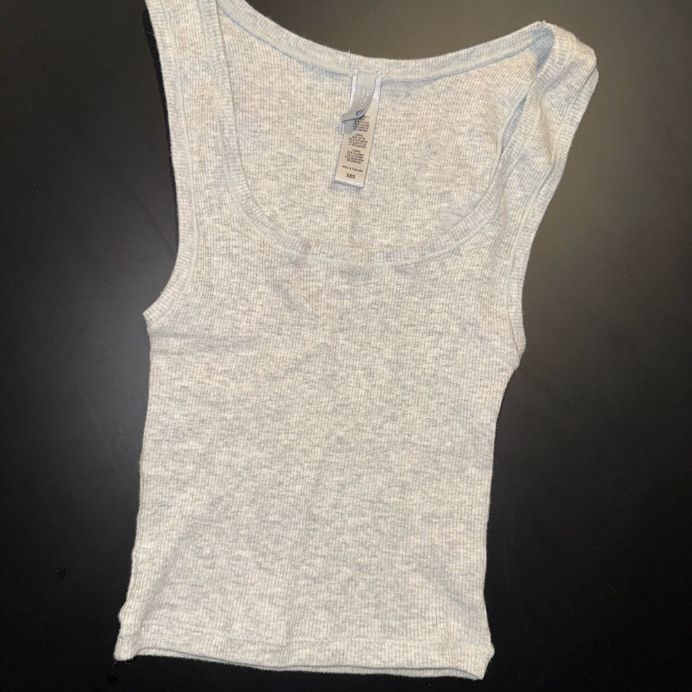 SKIMS Light Gray Ribbed Tank Top